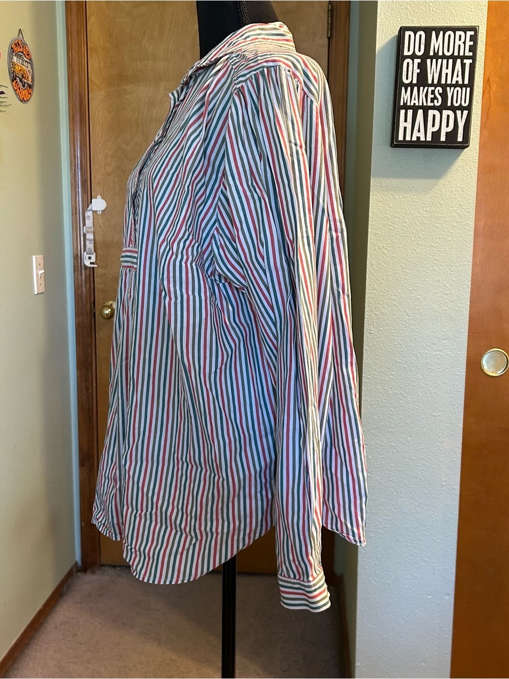 Wallmann vintage red green white striped long sleeve top XL eclectic Grandpacore - Picture 4 of 10